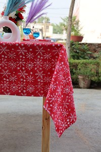 Handblock Printed <b>Tablecloth</b> Green and White Vintage <b>Tablecloth</b> Farmhouse Decor Wedding <b>Tablecloth</b> Custom Size Cotton Tablecover - Product Image 6