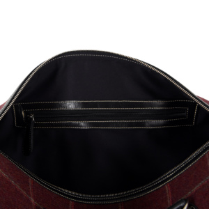 Luxury Plaid Wool Leather Travel Duffel <b>Bag</b> Large Capacity Weekend <b>Overnight</b> <b>Bag</b> Custom Business Carry-On Luggage <b>Bag</b> OEM ODM - Product Image 6