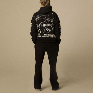 ชุดเซ็ตวินเทจลายสกรีนพิมพ์ลายย้อมสีแบบแอซิดวอชสองชิ้น เสื้อฮู้ดดี้และกางเกงขายาวเอวสองชั้น สีบล็อกแบบดิสเทรส  สำหรับทั้งชายและหญิง  สามารถสั่งทำได้ - Product Image 5