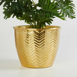 Jardinière en métal décorative pour plantes vertes, finition dorée, design martelé, jardinière de bureau en fer forgé faite à la main pour le salon - Product Image 6