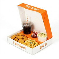 Boîte à poulet frit personnalisée en carton imprimé à faible MOQ pour restaurant, insert d'emballage pour livraison rapide, conteneur de restauration rapide à emporter