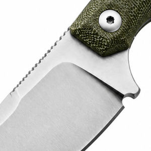 Cuchillos de Caza de Hoja Fija con Textura de Tela Verde, Anillo de Dedo de Metal Plateado y Funda Negra para Actividades al Aire Libre - Product Image 2