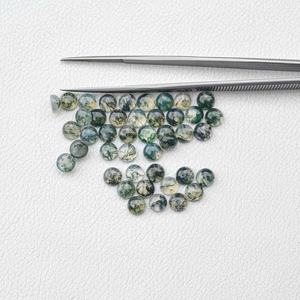 Certificado 5mm Natural verde musgo ágata redonda Flatback cabujones piedras preciosas sueltas para la fabricación de joyas a precio al por mayor - Product Image 1