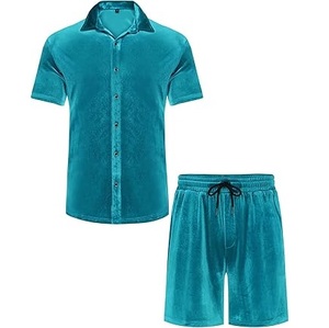 Ensemble de survêtement d'été pour homme RABUSH SPORTS, respirant, en velours, deux pièces, t-shirt et short, 100% laine, joggers personnalisés, haute qualité - Product Image 2