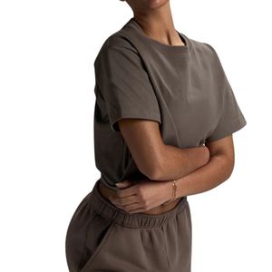 Camiseta Oversize de Streetwear para Mujer, Holgada, Casual, de Manga Corta, Cuello Redondo, Lisa, Básica, Fabricante OEM ODM, Venta al por Mayor Personalizada - Product Image 4