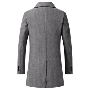 <b>Mens</b> Trench <b>Coat</b> <b>Long</b> Hot Sale British Style Daily Commute Overcoat Herringbone Wool <b>Long</b> <b>Coats</b> - Product Image 3