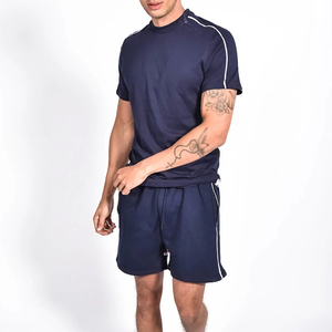 Custom logo Short Set Wholesale Fashion <b>Men</b> 's Summer Set Short Sleeves T-Shirt Matching Shorts Gym t shirt Short Sets - Product Image 2