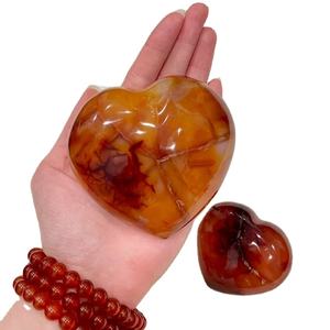 Nouvelle arrivée sculptée à la main en agate rouge cristal coeur pierre gravure naturelle coeur gonflé pour la méditation décoration de la maison Feng Shui - Product Image 1