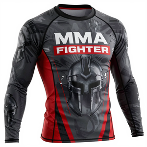 Rashguard de MMA de Alta Calidad, Transpirable, de Spandex y Poliéster, de Secado Rápido, Personalizable, de Manga Larga, para Fitness - Product Image 1