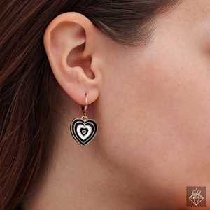 ต่างหูห้อยระย้ารูปหัวใจสีดำและห่วงที่สวยงามห่วงกลมหรูหรา - Product Image 4