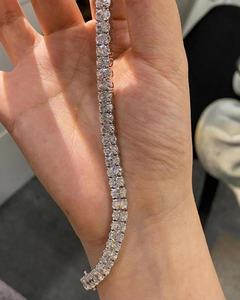 Pulsera de tenis de moissanita de plata de ley 925 con corte ovalado, pulsera de diamantes engastados, joyería de lujo estilo hip hop, pulsera personalizada con brillo. - Product Image 4