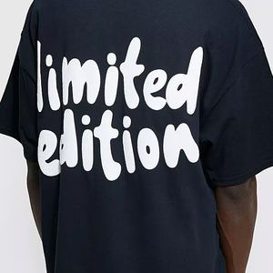 เสื้อยืดผู้ชายลำลองเนื้อผ้าดี พิมพ์ลายพัฟฟ์ตามสั่ง ทรงโอเวอร์ไซส์ ไหล่ตก - Product Image 3