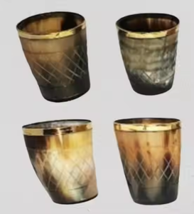 Vaso de Vidrio con Tapa de Cuerno Natural Hecho a Mano, Estilo Vikingo, Único y Ecológico para Cerveza, Sidra, Whisky y Bebidas MULTI CRAFT - Product Image 6