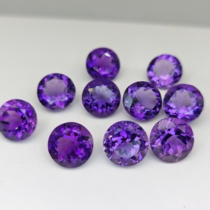 Ametiste africaine naturelle taille brillant, pierre précieuse en vrac, pour la fabrication de bagues, boucles d'oreilles et bijoux, tailles 4-14mm - Product Image 1