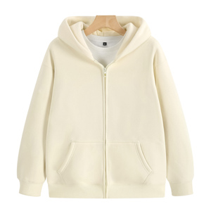 Sweat-shirt unisexe blanc à capuche zippé, coupe classique, décontracté, en coton French Terry, avec poche, manches longues, pour l'automne 2027 - Product Image 4