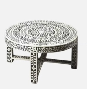 Mesa con Incrustaciones de Hueso de ILAHI, Diseño Moderno con Detalles de Ágata, Almacenamiento Portátil, Muebles para el Hogar - Product Image 2
