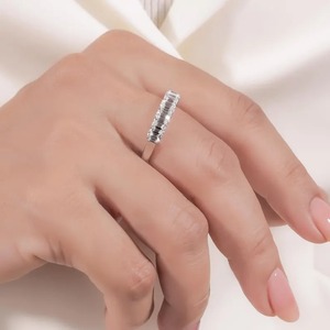 Emerald Cut Diamond Band Solid Gold Lab Grown <b>Half</b> Eternity Ring <b>Step</b> Cut Wedding Band Anniversary Stacking Ring - Product Image 5