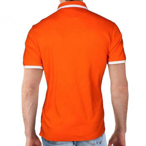 เสื้อโปโลแขนสั้นสีเบจสำหรับผู้ชายพร้อมปกและปลายแขนลายสีน้ำตาลผ้าฝ้ายอ็อกซ์ฟอร์ดระบายอากาศได้ดี - Product Image 4