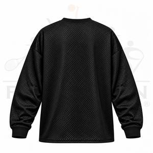 Camiseta Deportiva Personalizada de Manga Larga, Malla Transpirable, Poliéster, Hombros Caídos, Negra, Estilo Urbano, Deportiva - Product Image 2