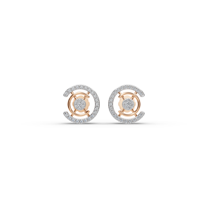 Boucles d'oreilles pendantes style vintage C Curve, géométriques, avec diamant de laboratoire, plaqué or 14K 18K, or rose, pierre principale en or pavé et coquillage - Product Image 6