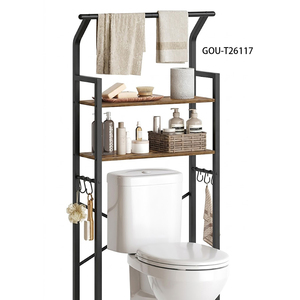 Meuble de rangement moderne en métal et fer à 3 niveaux, à placer au-dessus des toilettes, pour optimiser l'espace - Product Image 2