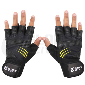 Custom Black Leather Half-Finger <b>Weight</b> Lifting Gloves with Adjustable Wrist Strap and Breathable Design From GLOVES City 2026 - Product Image 3