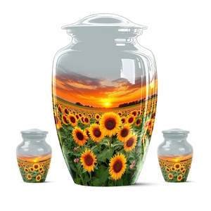 Sunflower Cremation Urn Metal <b>Ashes</b> Cremation Vessel Adult Memorial Burial Urn Custom Color American Style Aluminium Urn - Product Image 3