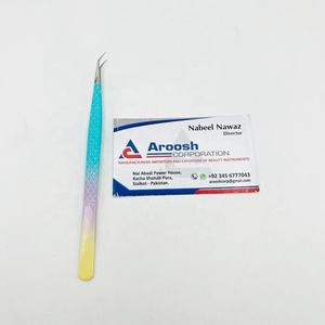 Venta al por mayor de alta calidad 45 grados Ombre recubierto SS pinzas sólido diamante agarre Acero inoxidable extensiones de pestañas puntiagudas - Product Image 2