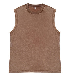 Five B Nouvelle Chemise Décontractée Sans Manches pour Homme 100% Coton Col Montant Couleur Unie Effet Délavé avec Logo Imprimé sur le Devant Respirante pour l'Été - Product Image 2
