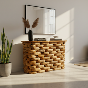 Mesa de Centro Pebble Stack, Muebles para Sala de Estar, Diseño Rústico Moderno de Madera de Teca Hecha a Mano, ARTERRA de Lujo - Product Image 5