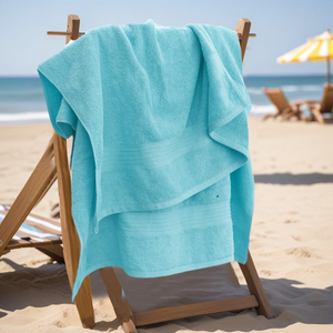 Draps de bain de luxe 100% coton égyptien de qualité supérieure pour hôtel, grand format 90x150 cm, 550 GSM |   Écologique et Biologique Zéro Torsion |   Couleur unie - Product Image 5