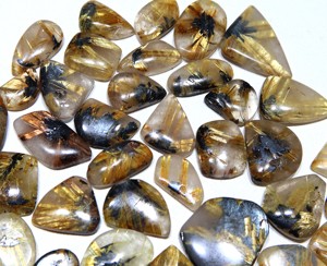 ควอตซ์รูไทล์สีทองธรรมชาติแบบขายส่ง พลอยคาโบชอง ควอตซ์รูไทล์เนื้อเรียบสวยงาม สำหรับทำเครื่องประดับ - Product Image 2