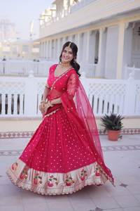 Nuevo Diseño de Lehenga Choli de Tela de Seda para Boda, con Bordado Pesado y Lentejuelas, para Mujer - Product Image 2