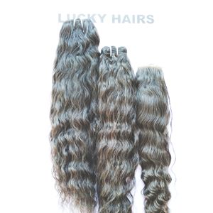 Extensions de cheveux humains ondulés à vague naturelle brute non traitée indien cuticule alignée Machine Double trame couleur noire - Product Image 6
