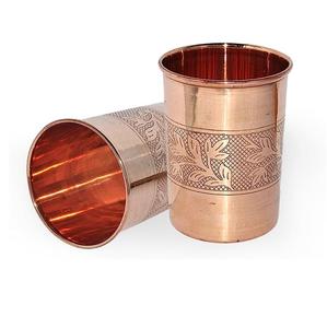Ornate Copper <b>Tumbler</b> Gift <b>Set</b> With Floral Engraved Pattern Decorative Drinking <b>Glasses</b> For Events Dining And Premium Gifting - Product Image 3