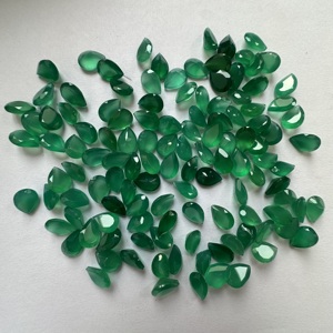 TFH GREEN ONYX จำนวน 125 ชิ้น และ 200 กะรัต รูปทรงลูกแพร์ 7x10 มม. ขัดเงาด้วยมือ สำหรับทำเครื่องประดับ หินกึ่งมีค่าสีเขียว หินเจียระไน - Product Image 3