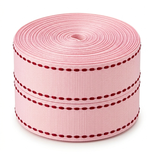 Ruban gros-grain rose bébé 25 mm avec bordure rouge, vente directe usine, OEM personnalisé pour robes de poupées, boîtes à bonbons, scrapbooking, accessoires de fête - Product Image 4