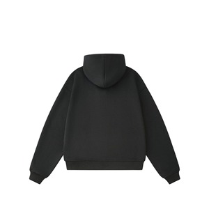 Sudadera con capucha de algodón 100% de felpa con cremallera, hombros caídos, peso pesado, transpirable, para hombre, ideal para invierno. - Product Image 2