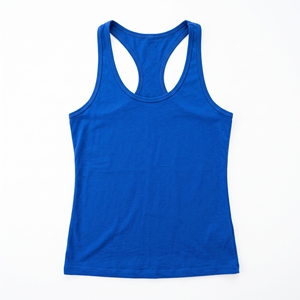 Blue Knitted Ribbed Breathable Casual Women <b>Tank</b> <b>Top</b> <b>Racerback</b> Sleeveless Front Logo Fitness Shirt for Yoga Running Gym - Product Image 5