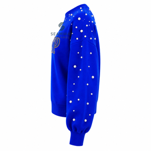เสื้อสเวตเชิ้ตผ้าฝ้ายปักลายตัวอักษรกรีก Sigma Gamma Rho สำหรับผู้หญิง ประดับมุก คอกลม ปักลาย  แบบลำลอง - Product Image 3