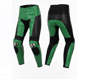 Pantalon en cuir de motard vert et noir - Product Image 1