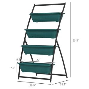 Support de Jardin Vertical Classique à 4 Niveaux, Vert, pour Extérieur, avec 4 Bacs pour Légumes et Fleurs, Idéal pour Systèmes Hydroponiques - Product Image 3