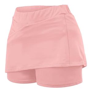 Jupe de sport asymétrique en polyester respirant à taille élastique pour femme, coupe trapèze, couleur unie, longueur mini, avec short intégré, idéale pour l'été - Product Image 4