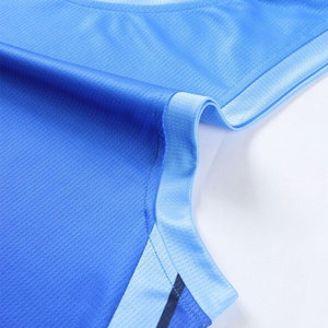 Tenue de basketball pour hommes adultes fabriquée au Pakistan, ensemble personnalisé de maillot sans manches et short bleu uni, respirant, en polyester de haute qualité - Product Image 6