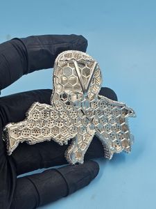 จี้ห้อยคอฮิปฮอปทรงหัวกะโหลกยมทูตประดับเพชรโมอิสซาไนต์สั่งทำพิเศษ ชุบโรเดียม เงินแท้ 925 ผ่านการทดสอบเพชร GCI IDGL - Product Image 6