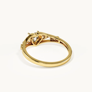 Bague de Fiançailles Cœur en Or Massif 14K Style Antique avec Diamant de Laboratoire 0.50ct 5mm, Bague de Promesse Vintage Solitaire en Filigrane en Forme de Cœur - Product Image 4