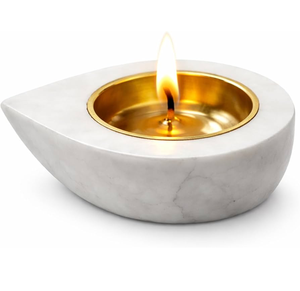 Support de bougie chauffe-plat en marbre, décoration d'intérieur, résistant à la chaleur, fait main, en pierre, forme irrégulière - Product Image 5