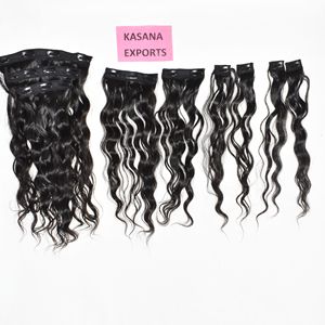 Extensions de cheveux humains à clipser, Remy indien, double trame machine, lisses, cuticules alignées, 100g, emballage polybag, pour toutes les couleurs - Product Image 2