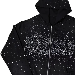 Sudaderas con capucha negras con pedrería para hombre, sudaderas con capucha de lujo con cremallera y cristales, ropa de calle brillante con diamantes, sudaderas de invierno a la moda para hombre - Product Image 2