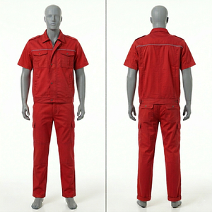 Ensemble uniforme de travail pour hommes, 245 GSM, coton polyester sergé, bleu royal, panneau réfléchissant sur la poitrine, broderie personnalisée, impression de logo, uniforme de travail - Product Image 6